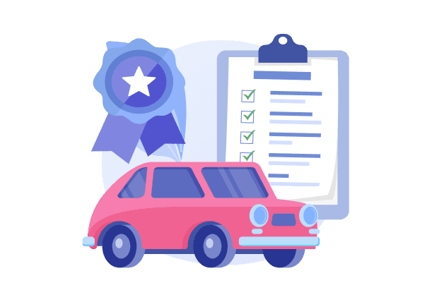 An inspection report, an RC and a car behind a verification shield